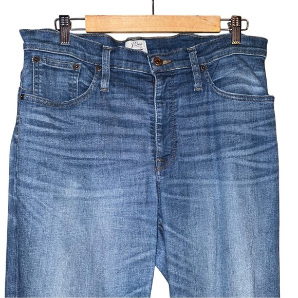 J. CREW Billie Demi Boot Crop Jeans in Warm Indigo Distressed Plus Size 32 - Picture 7 of 16